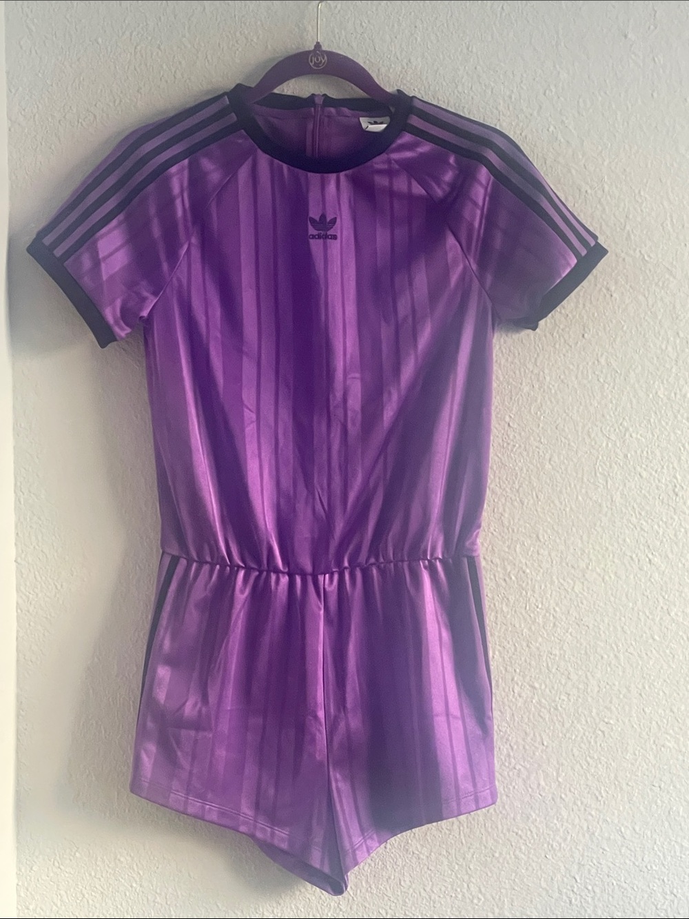 Adidas Purple Romper with Black Stripe Accents